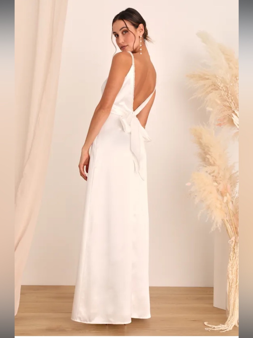 white cowl backless bridesmaid wedding dresse
  XL NWT